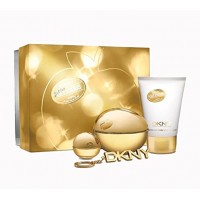 DKNY Golden Night Out 4 Piece Gift Set - Perfume 3.4oz and .24oz Body Lotion 3.4oz, and 1 Keychain 
